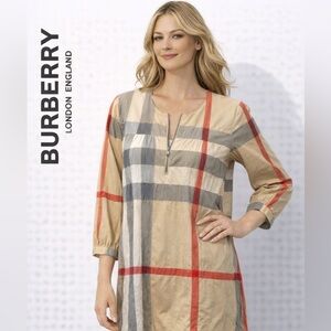 Burberry Brit Henley Top Nova Check Mid-Length Sleeves Size Small  Description: